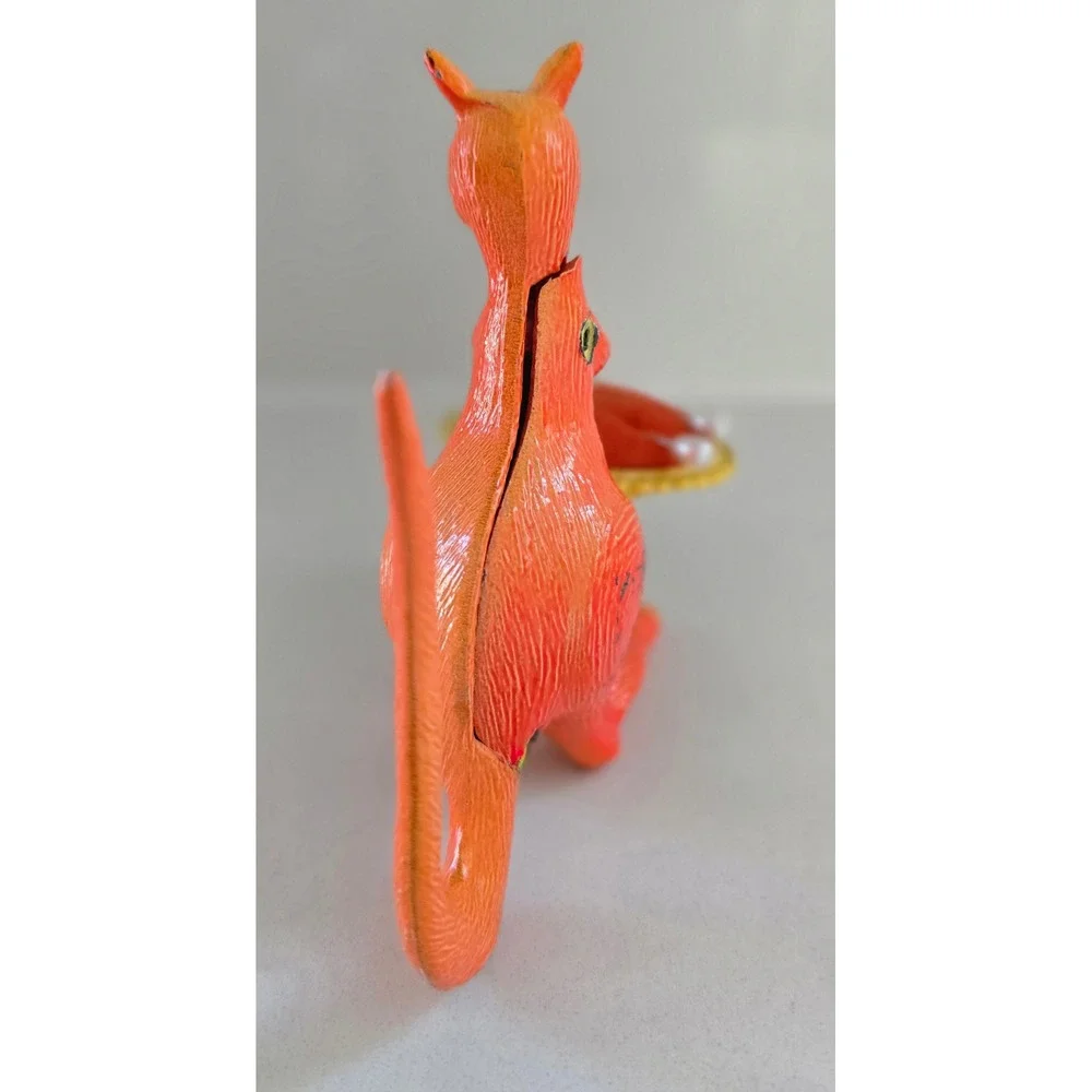 Vintage Orange Cast‎ Metal Kangaroo Pin Cushion Red Velvet Sewing Collectible